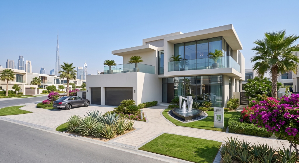 Villa Landscaping in Al Barsha by Wajid Ali Landscap and swimming pool