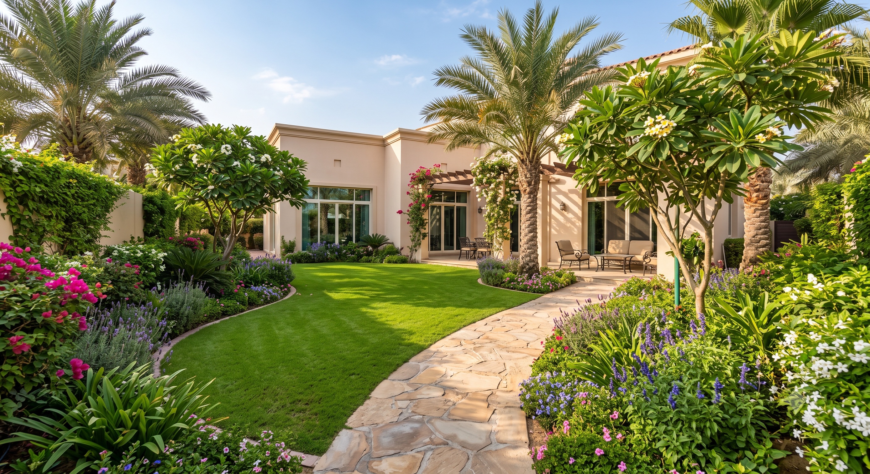 Villa Landscaping Service in Dubai by Wajid Ali Landscap and swimming pool